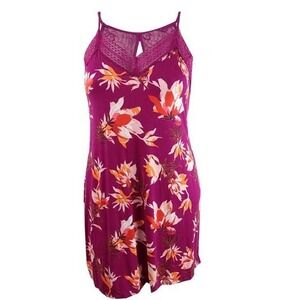 NWt Sesoire S Lightweight Satin Trim Chemise Nightgown Floral